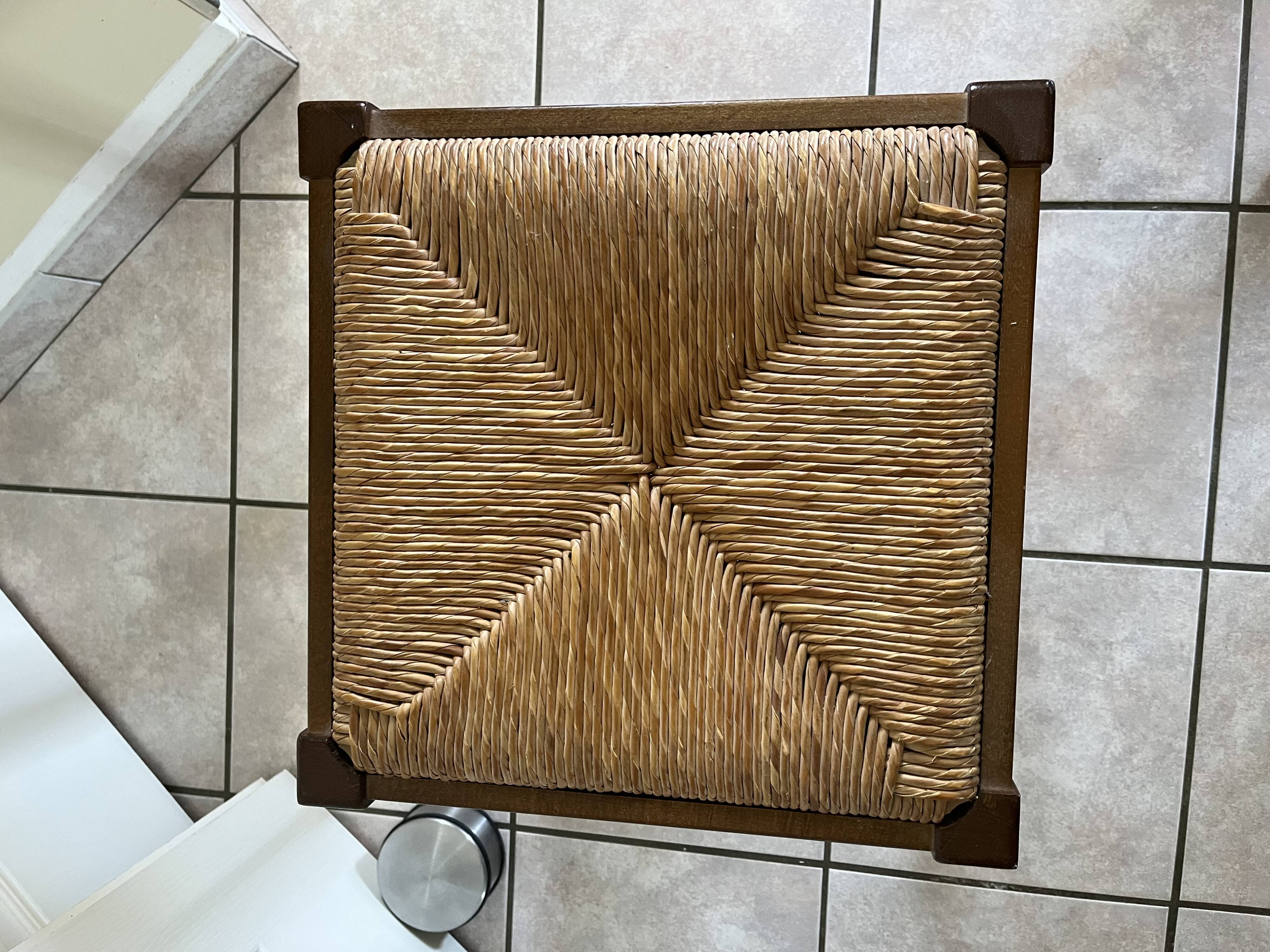 Wood and straw stool