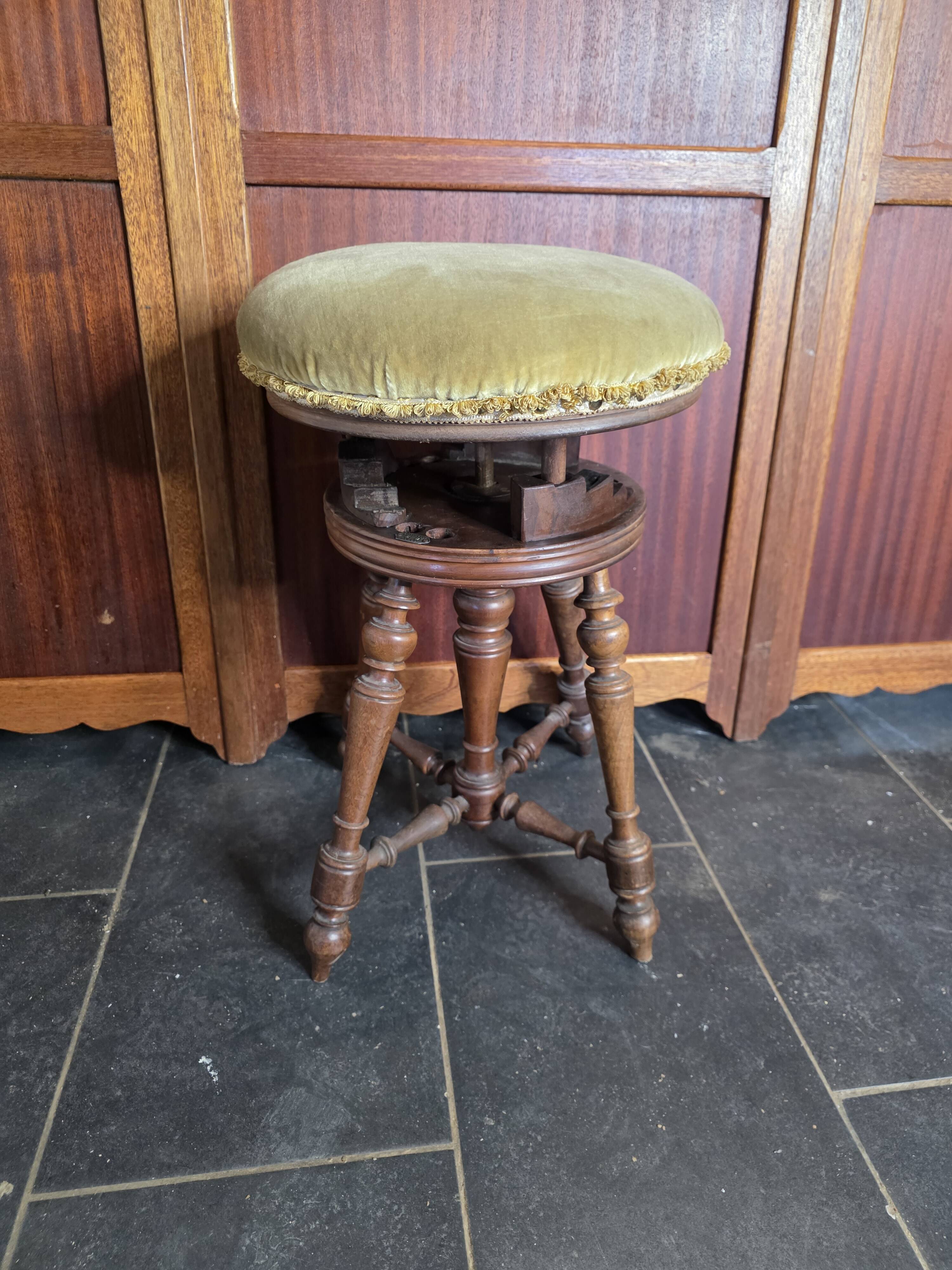 Antique adjustable piano stool