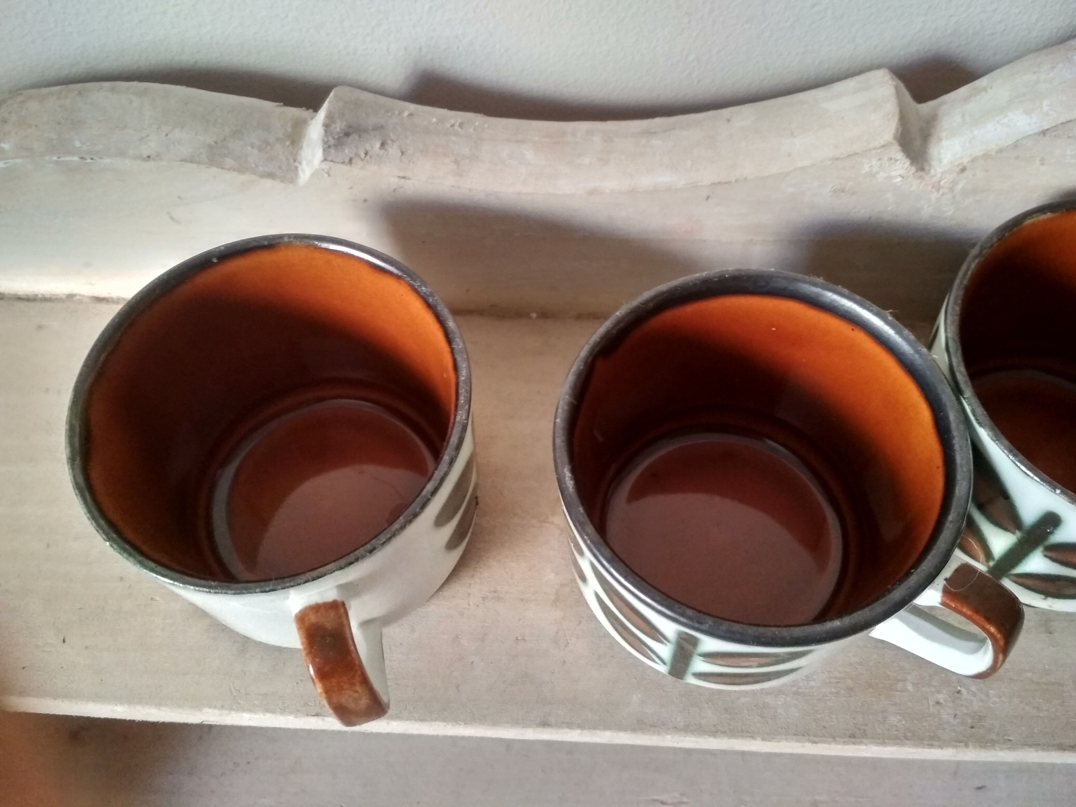 Set of 6 tea or coffee cups, ceramic Boch series Rambouillet in the 1960