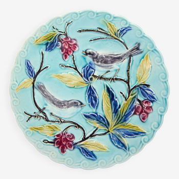 Bird plate in blue slip, late 19th century