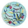 Assiette aux oiseaux en barbotine bleue fin 19e siècle