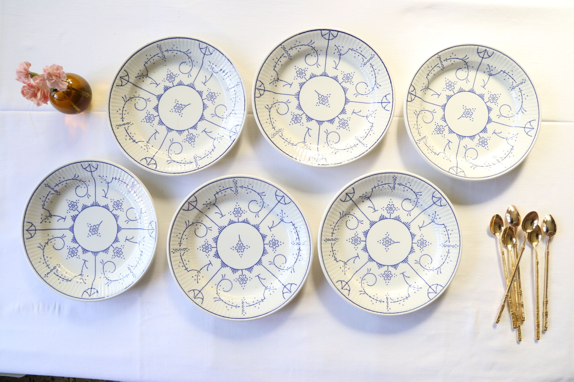 Set of 6 dessert plates Boch La Louvière Belgium, vintage, Belgium
