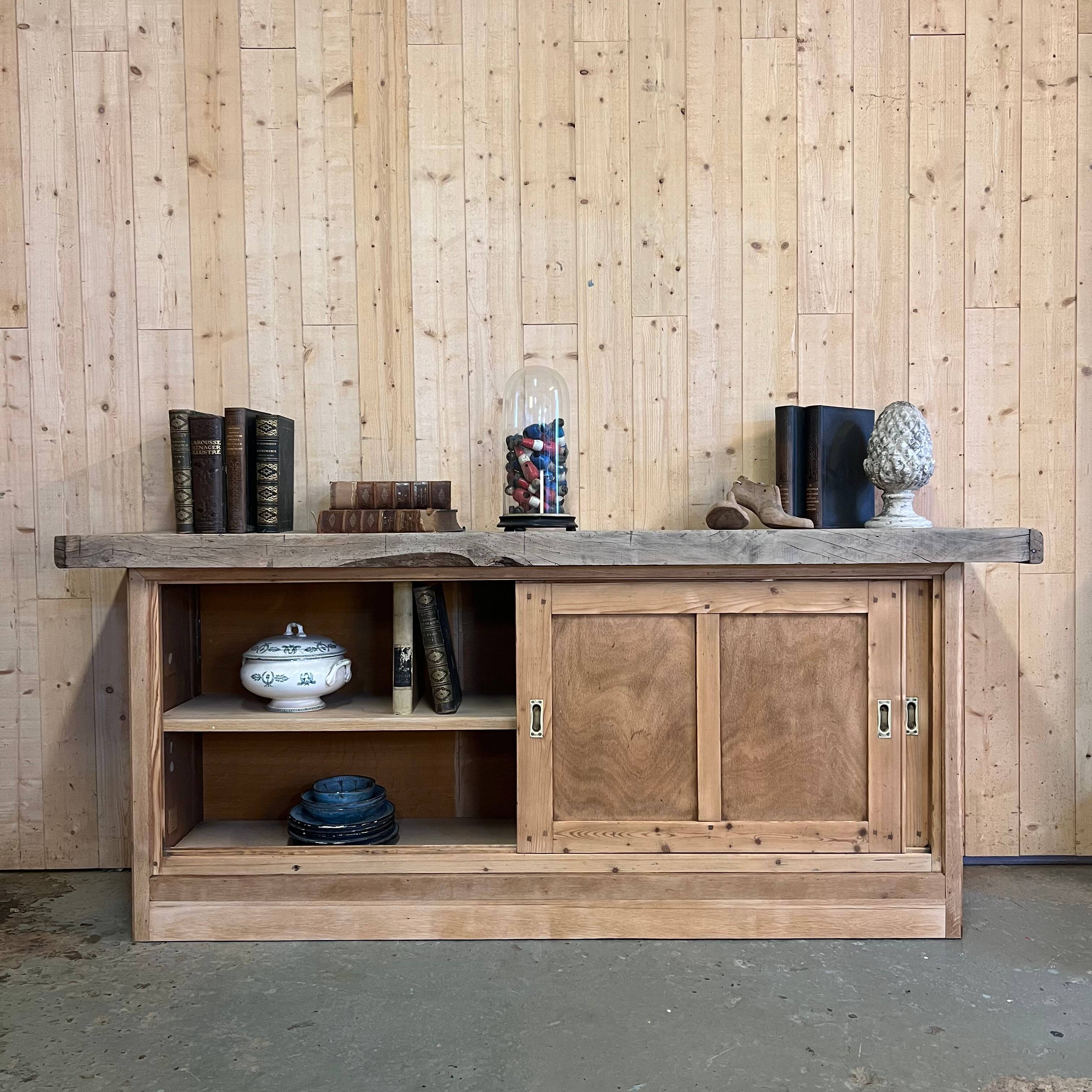 Workbench with sliding doors