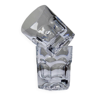 Duo de verres à whisky vintage en cristal de Bohème