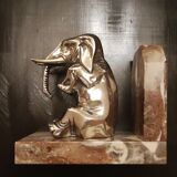 Art Deco elephant bookends in silver regulation