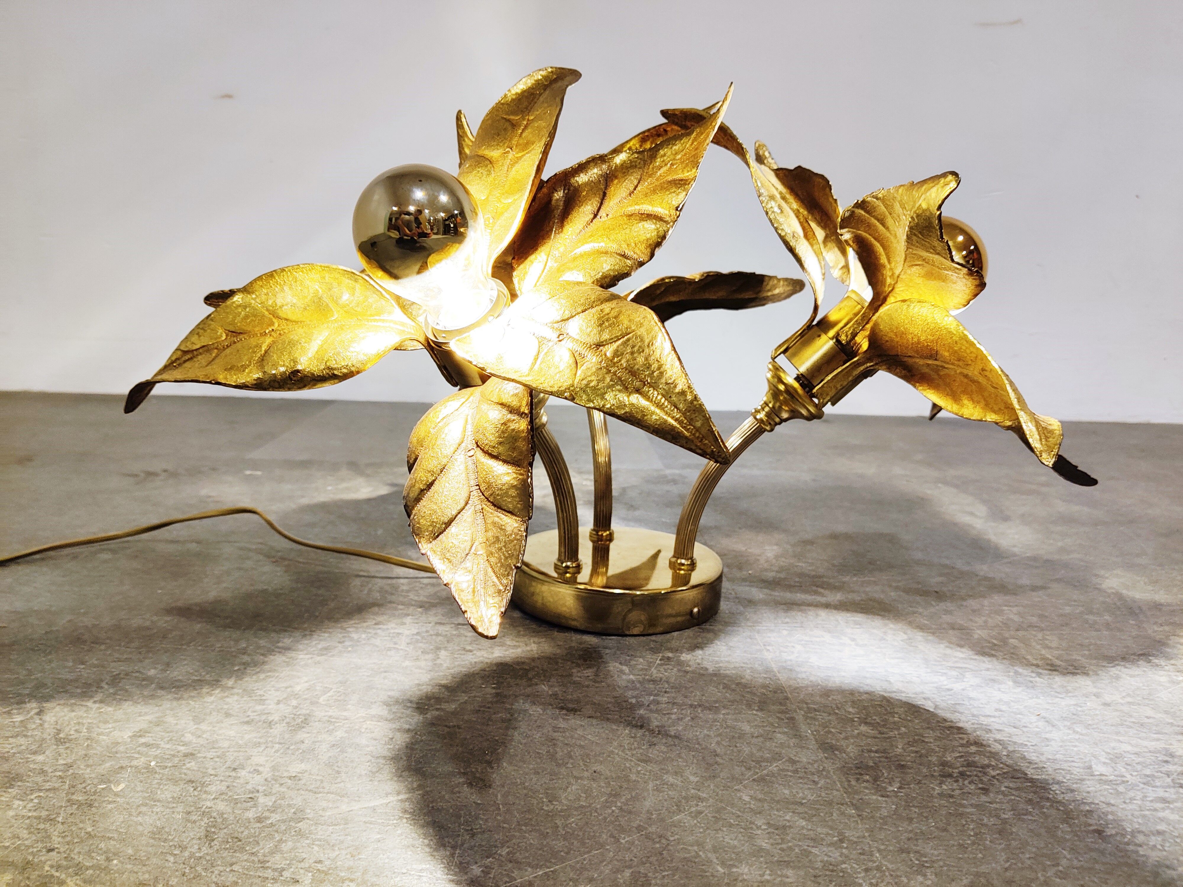 Brass Flower table or ceiling light by Willy Daro, 1970's