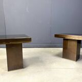 Paire de tables d'appoint en laiton par Belgochrom, années 1970