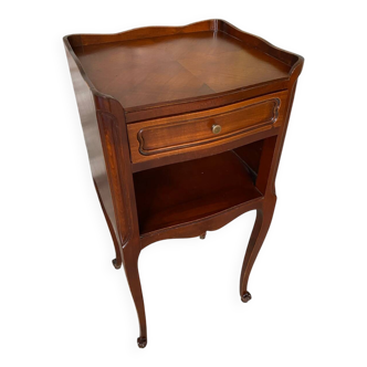 Antique Nightstand Louis XV Style Wood 3 Drawers + Vintage Case #