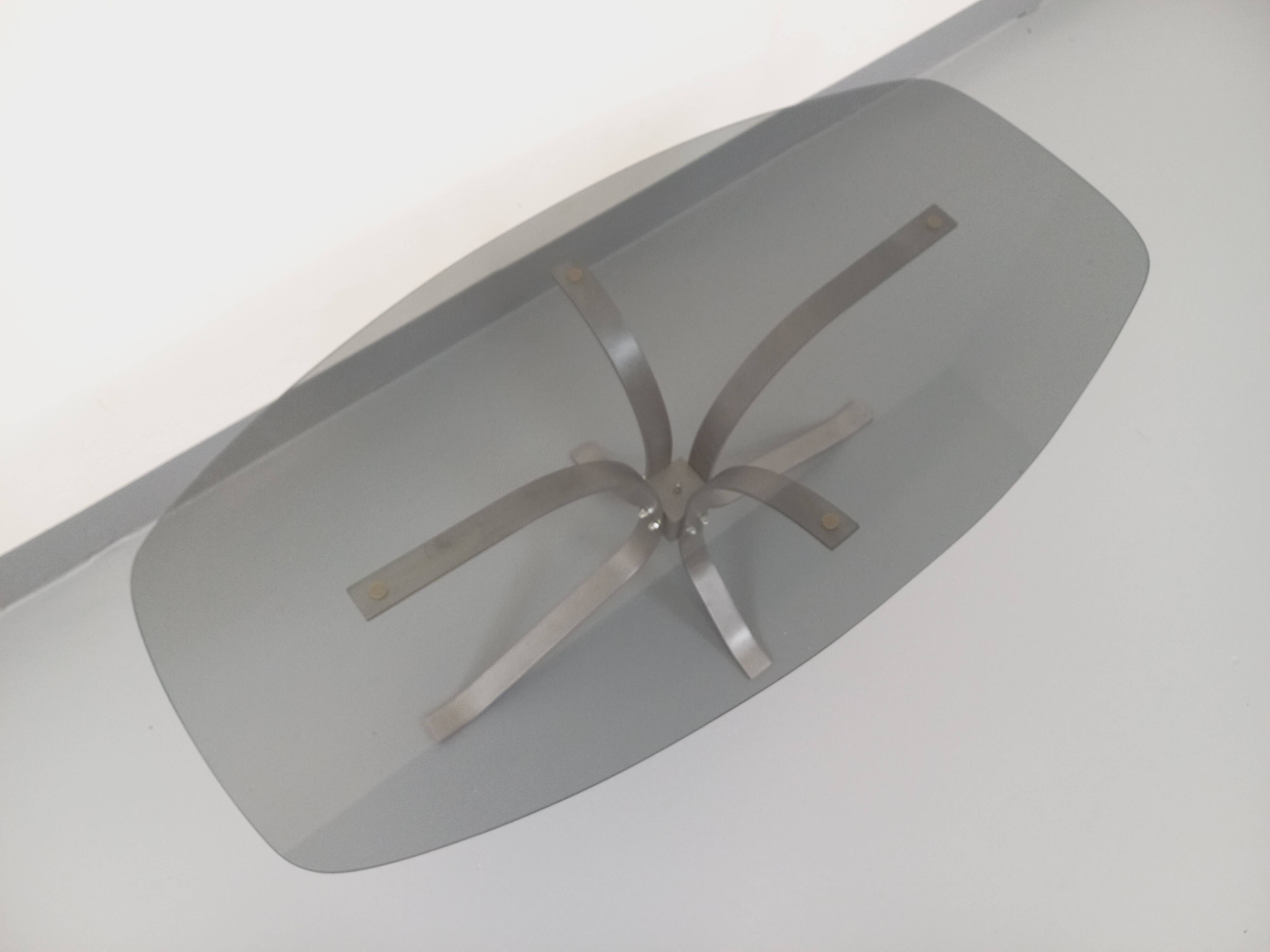 Vintage Rounded Rectangular Oval Coffee Table in Glass and Chromed Metal from the 70s