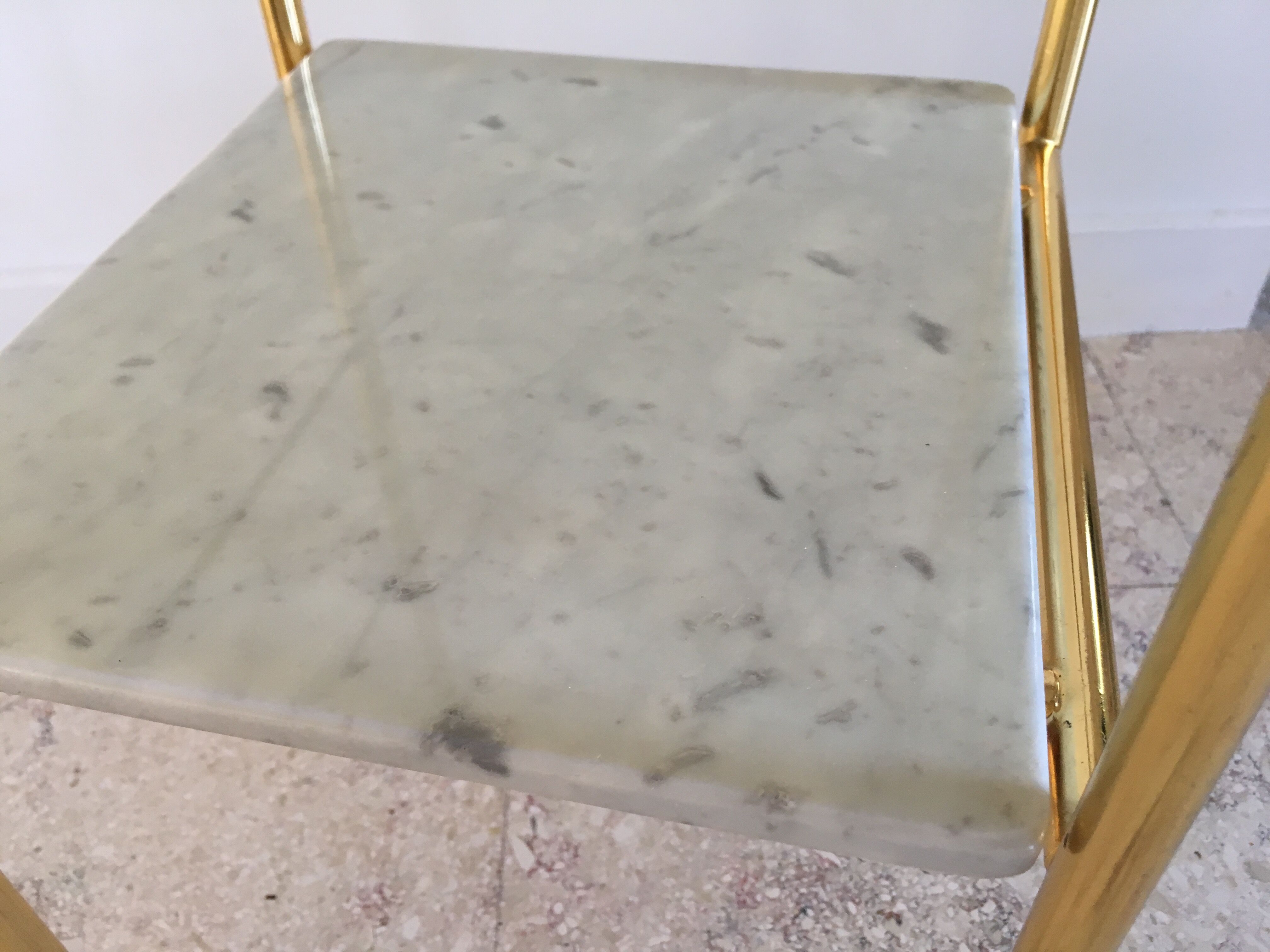 Table de chevet desserte verre et marbre des années 60