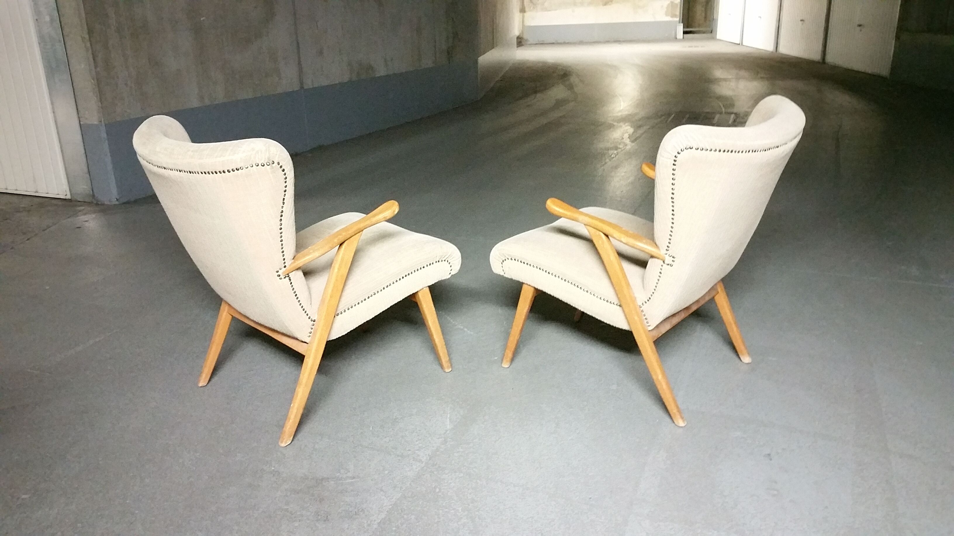 Pair of chairs 50 60 year zigzag