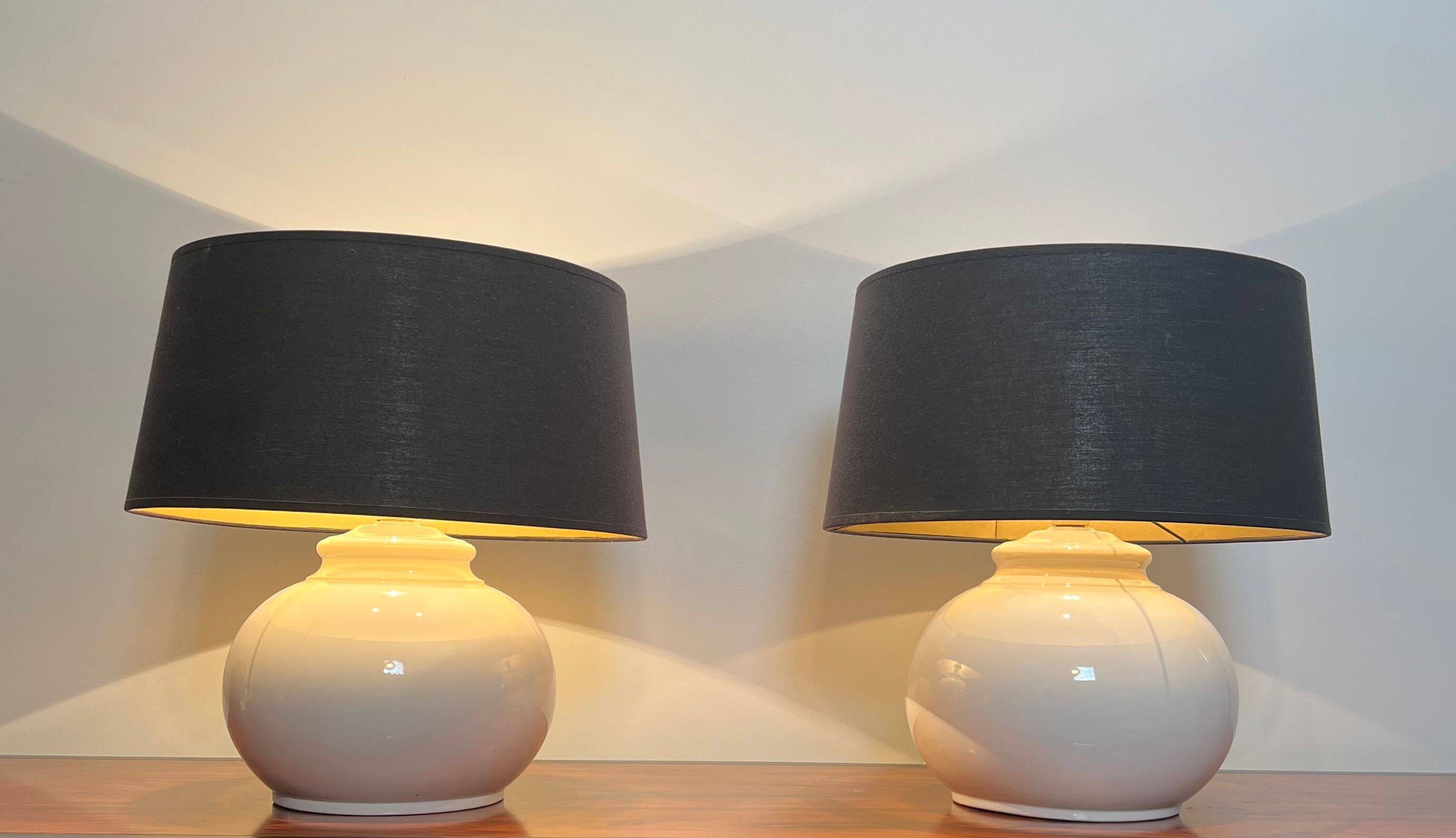 Pair of ceramic lamps