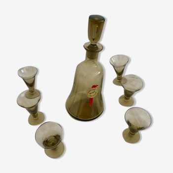 Carafe en verre  6 anciens verres