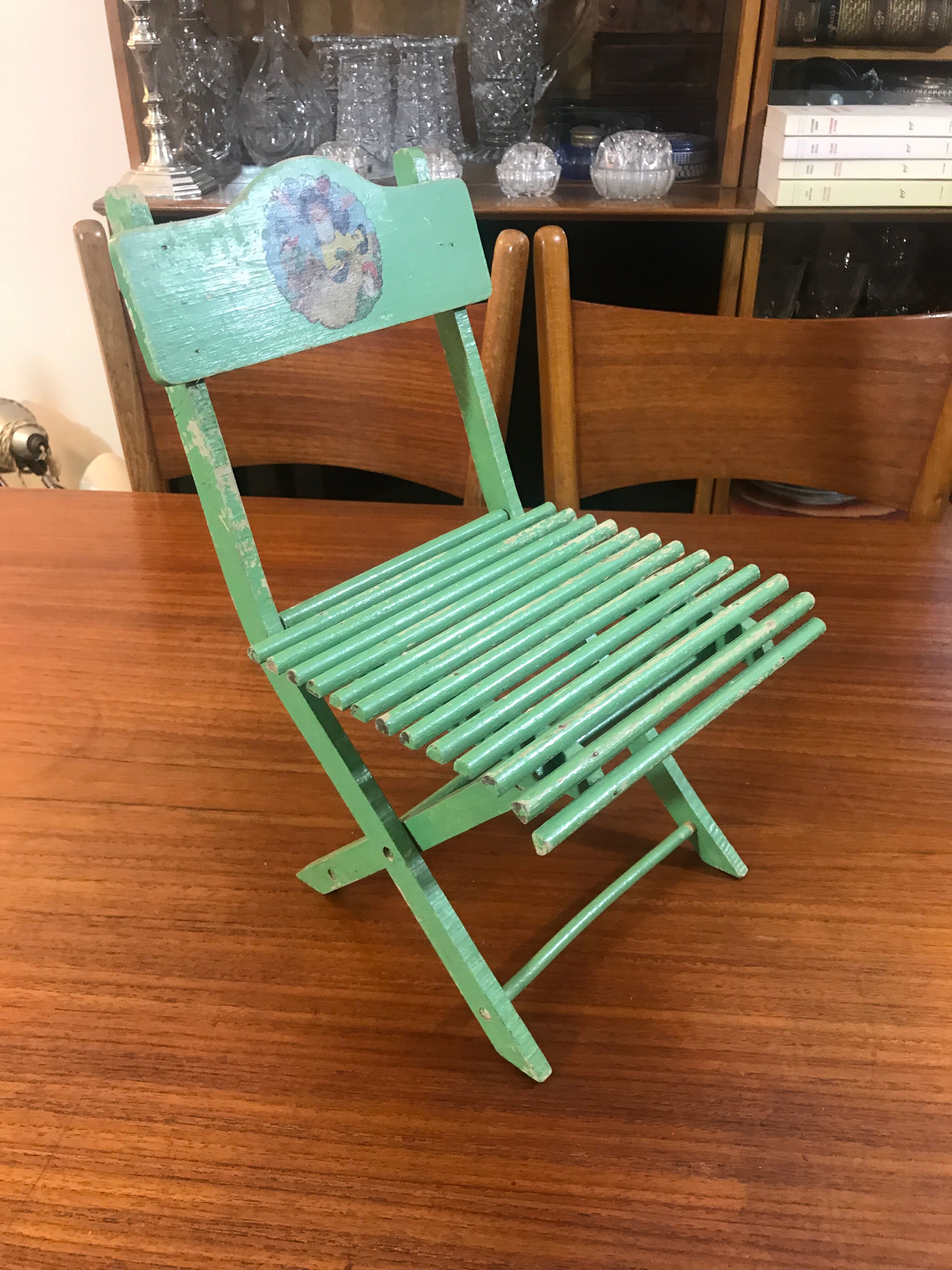 Wooden folding chair for doll 1950