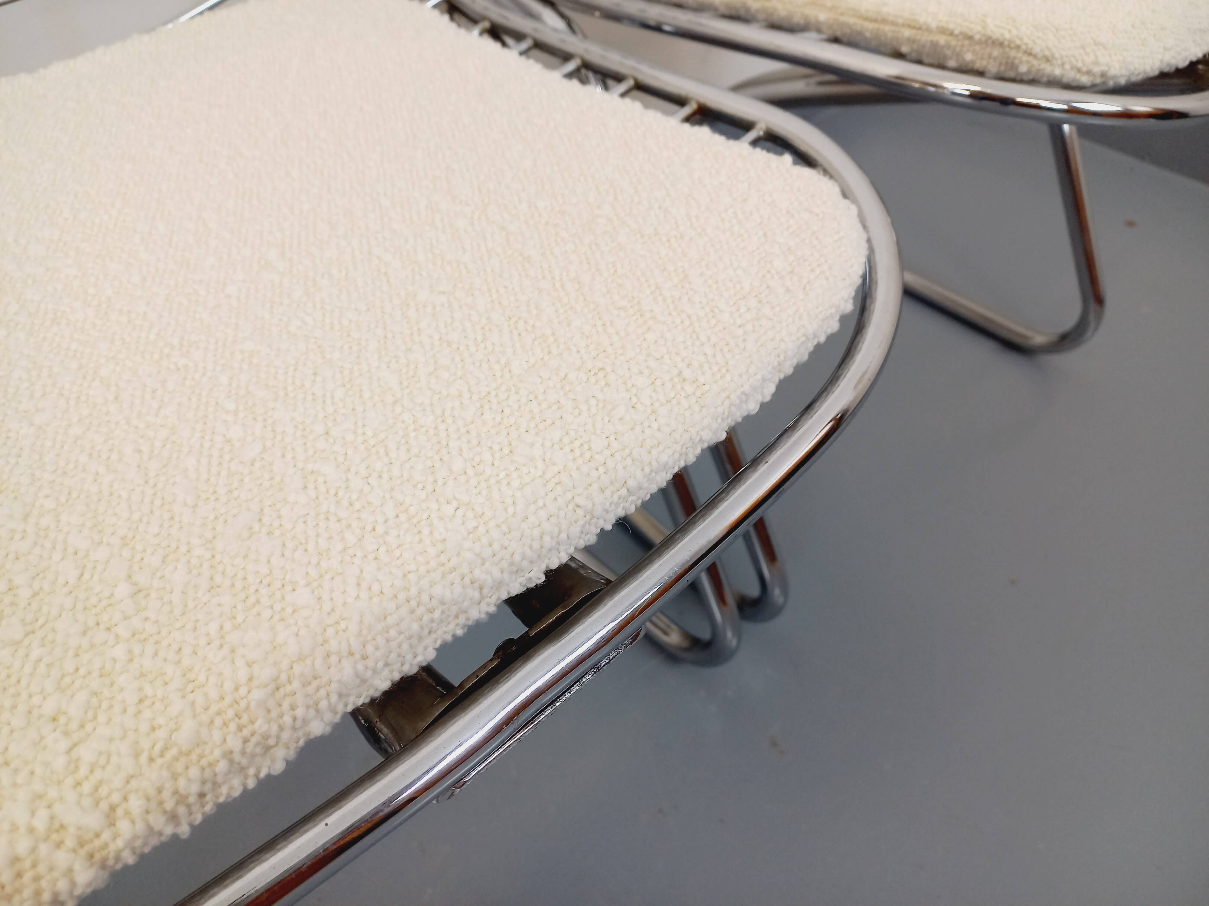 Set of 4 vintage Italian Gastone Rinaldi style chairs in chrome metal