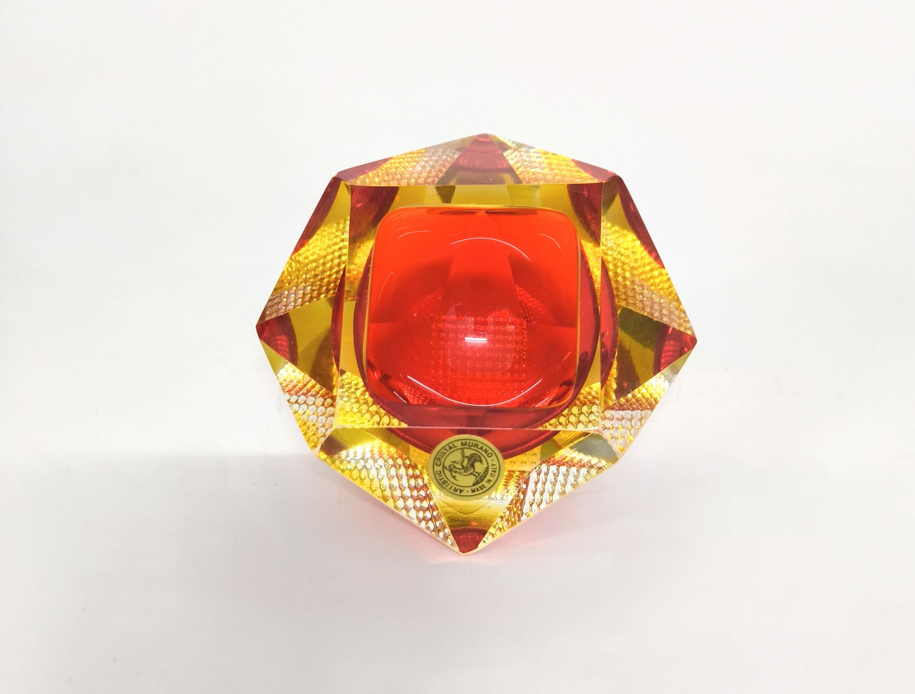 Cendrier en verre de Murano de Flavio Poli, années 60