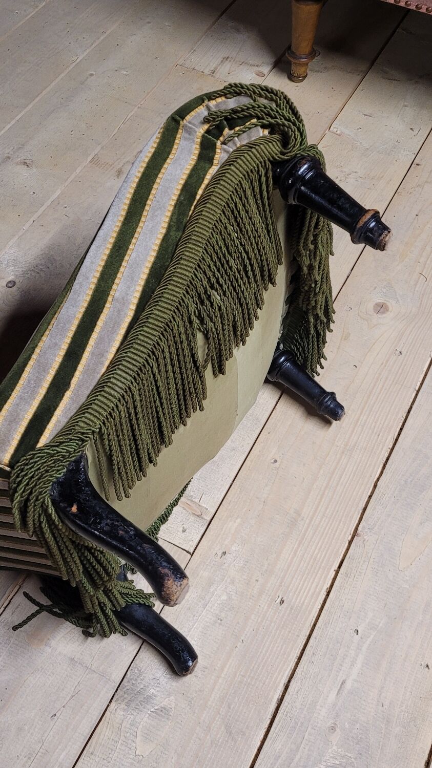 Napoleon III period velvet fireside chair