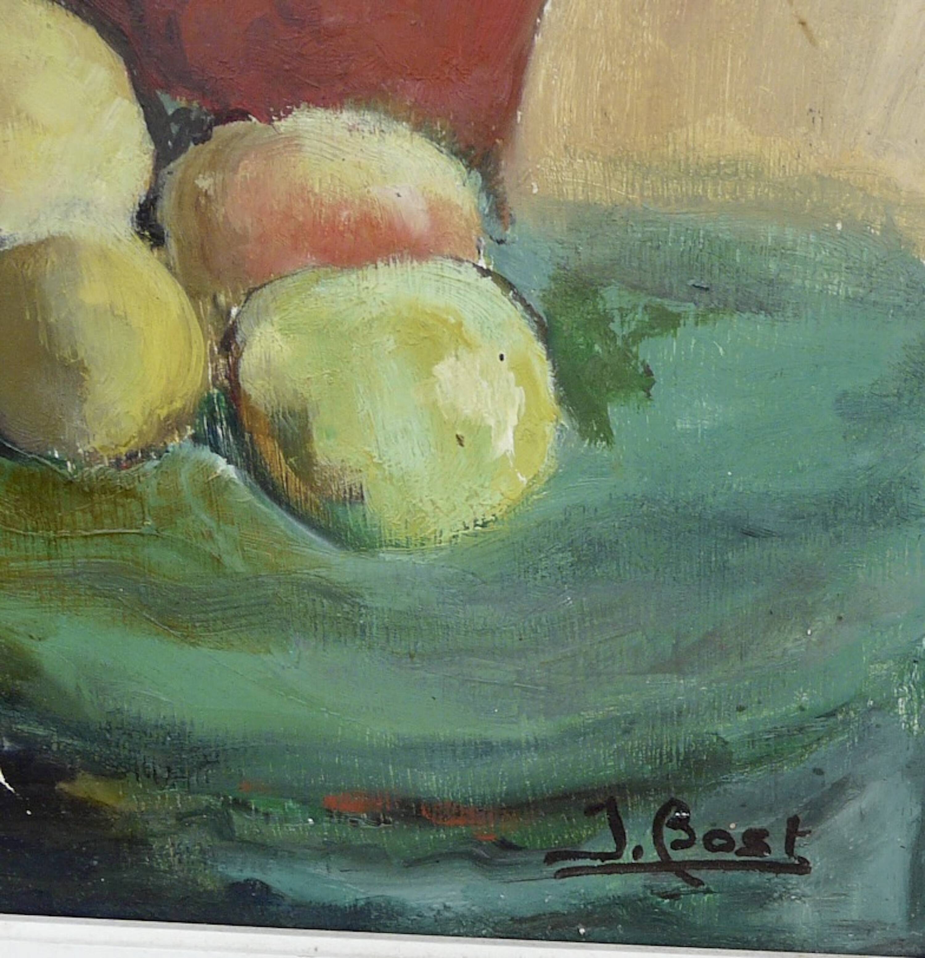 Jérome bost fruits and pottery still life painting