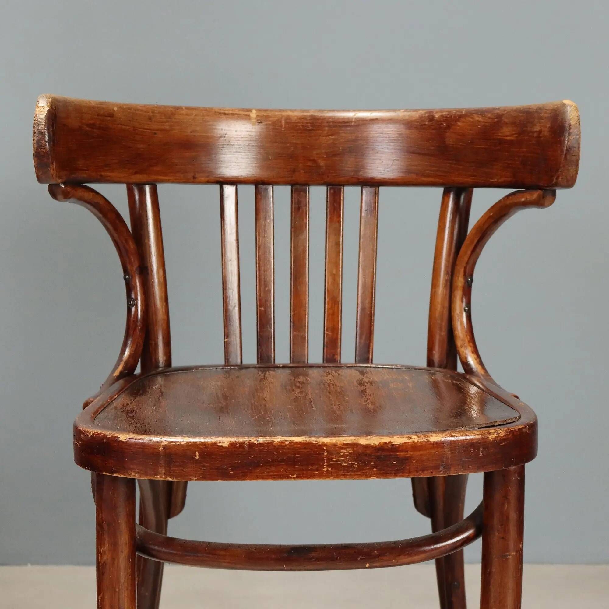 Antique Thonet armchairs in painted beech, walnut, Austria, 20th century