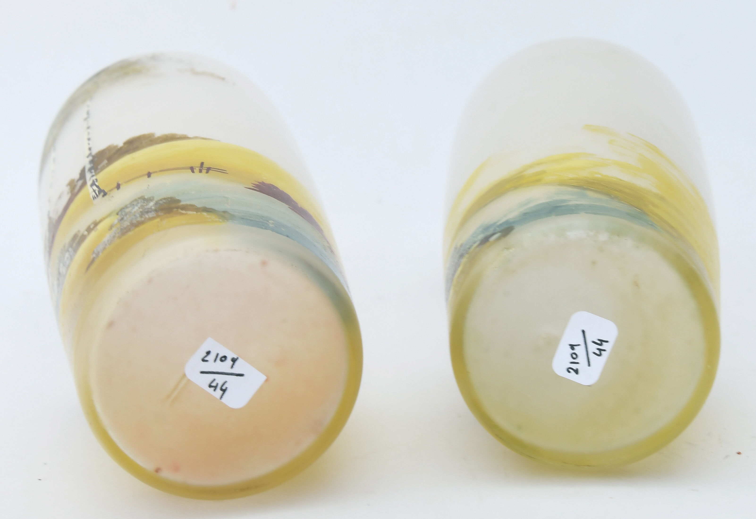 Pair of painted glass vases