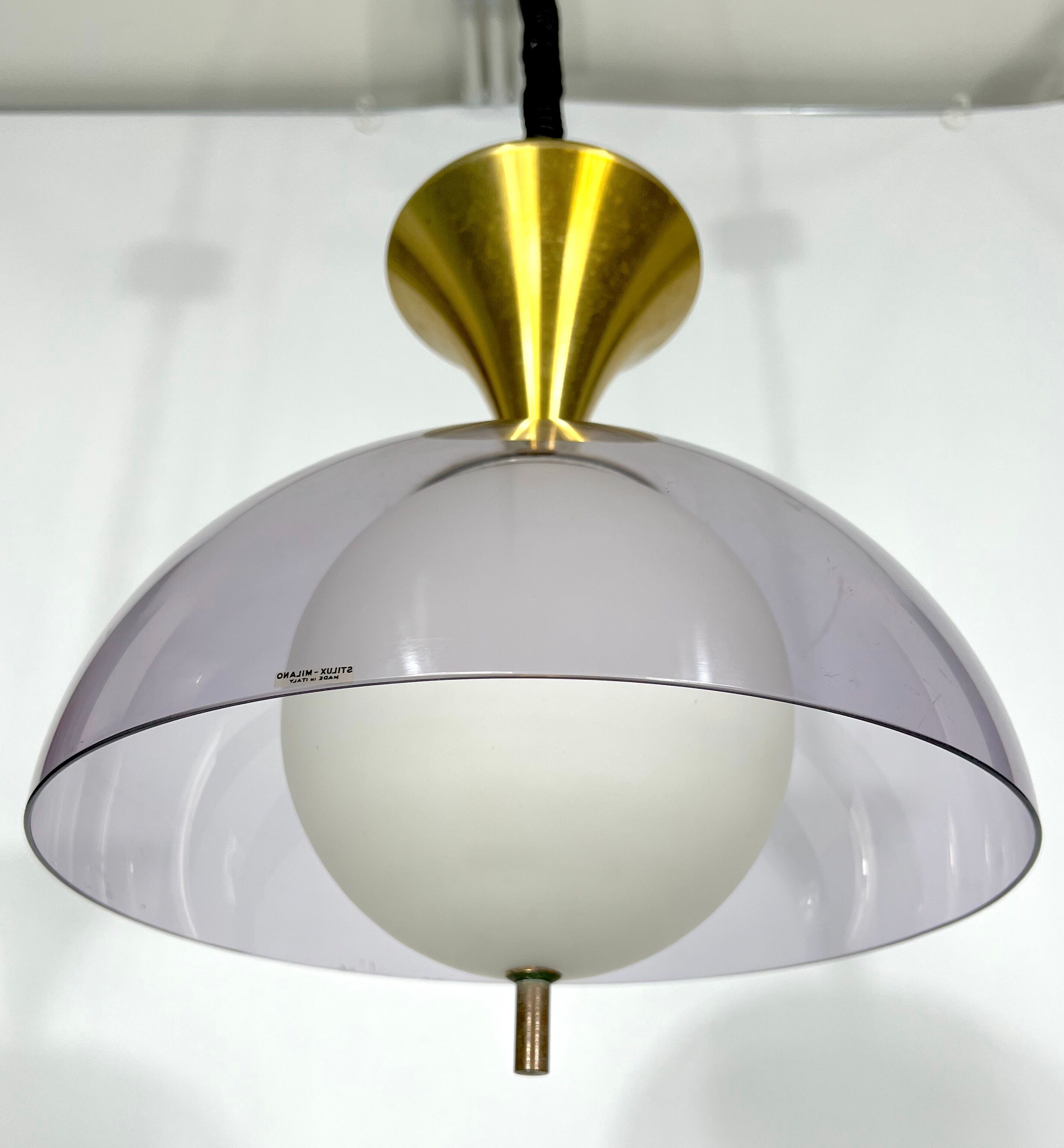 Vintage brass Stilux Milano chandelier, Italy 1960s