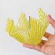 Pair of "Gingham" Chance Brothers cups with yellow checkered pattern and wavy edges.