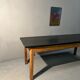 Oak farmhouse table, black top