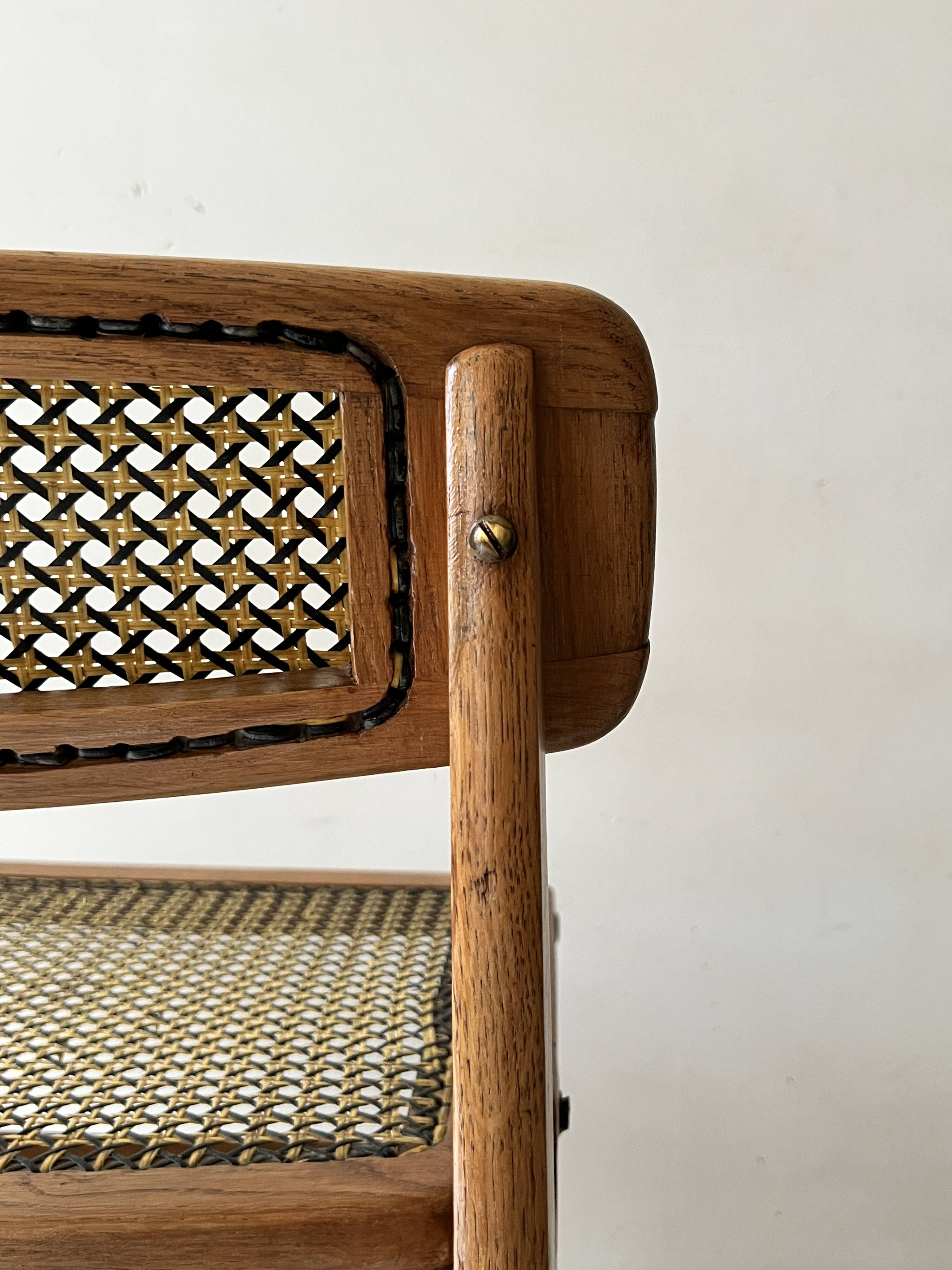Designer chair in teak wood and cane, SNA Roset1950/60