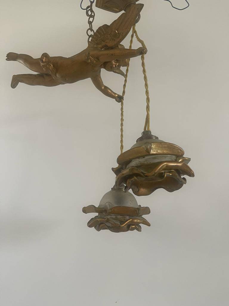 Angel chandelier, old art deco cherub 1930