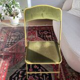 Chaise pliante en velours vert olive et bâti or Chaisor - made in France