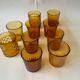 Ensemble de 10 verres dépareillés ambrés