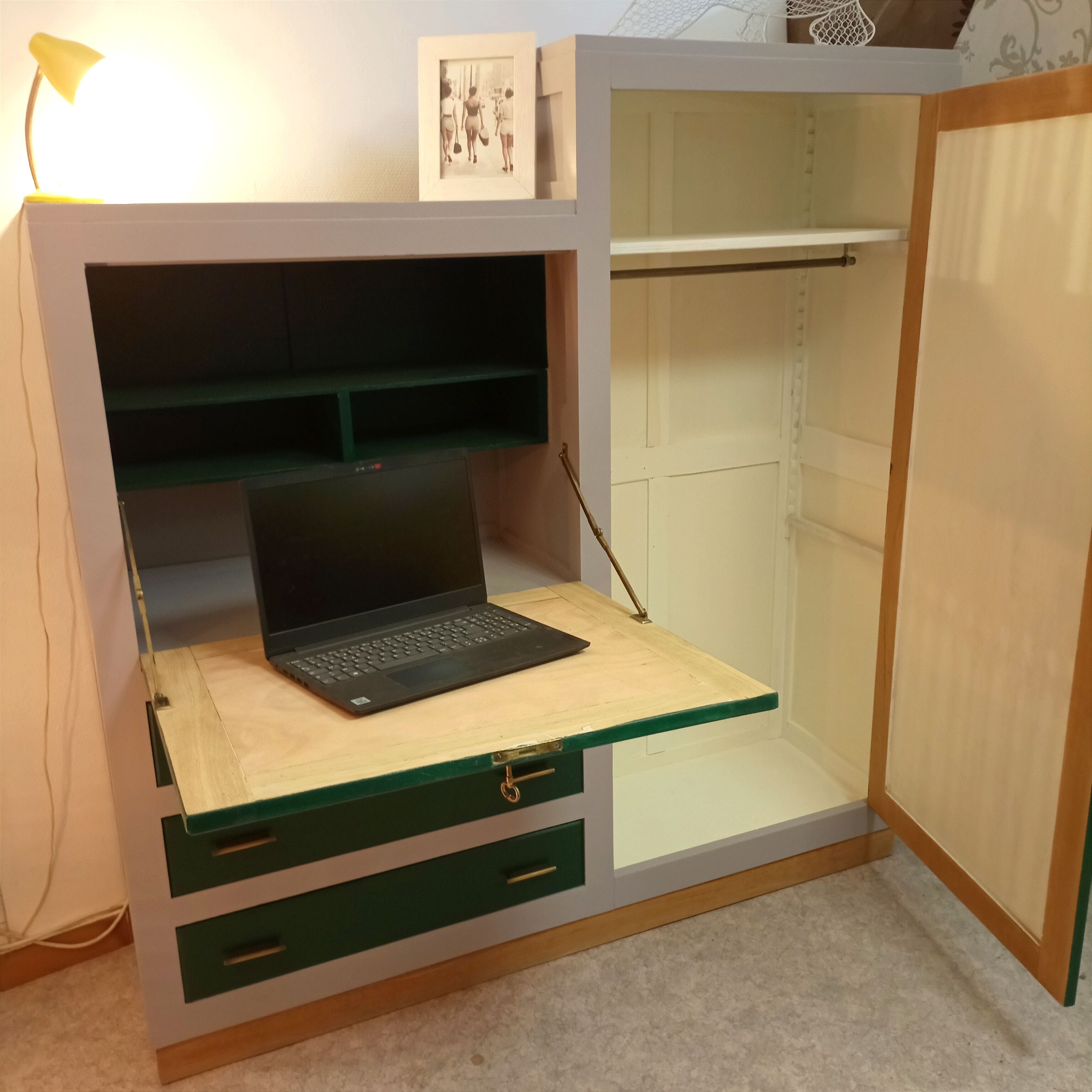 Vintage combo furniture dresser secretary wardrobe