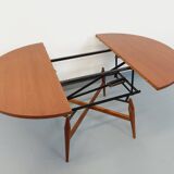 Large round vintage Scandinavian coffee table Smorrebrod by Arne Vodder, extendable into a dining table