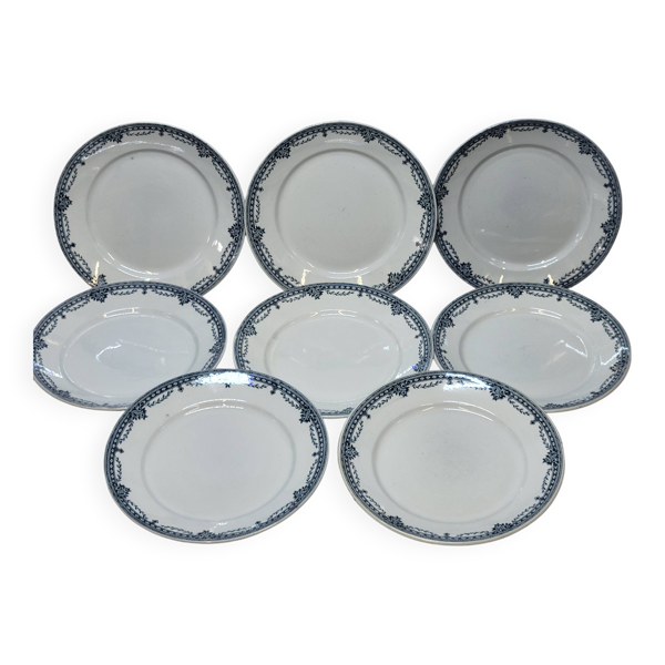 8 Anciennes Assiettes Plates St Amand Modèle Turgot Art Déco