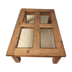 table basse en bois et - verre
