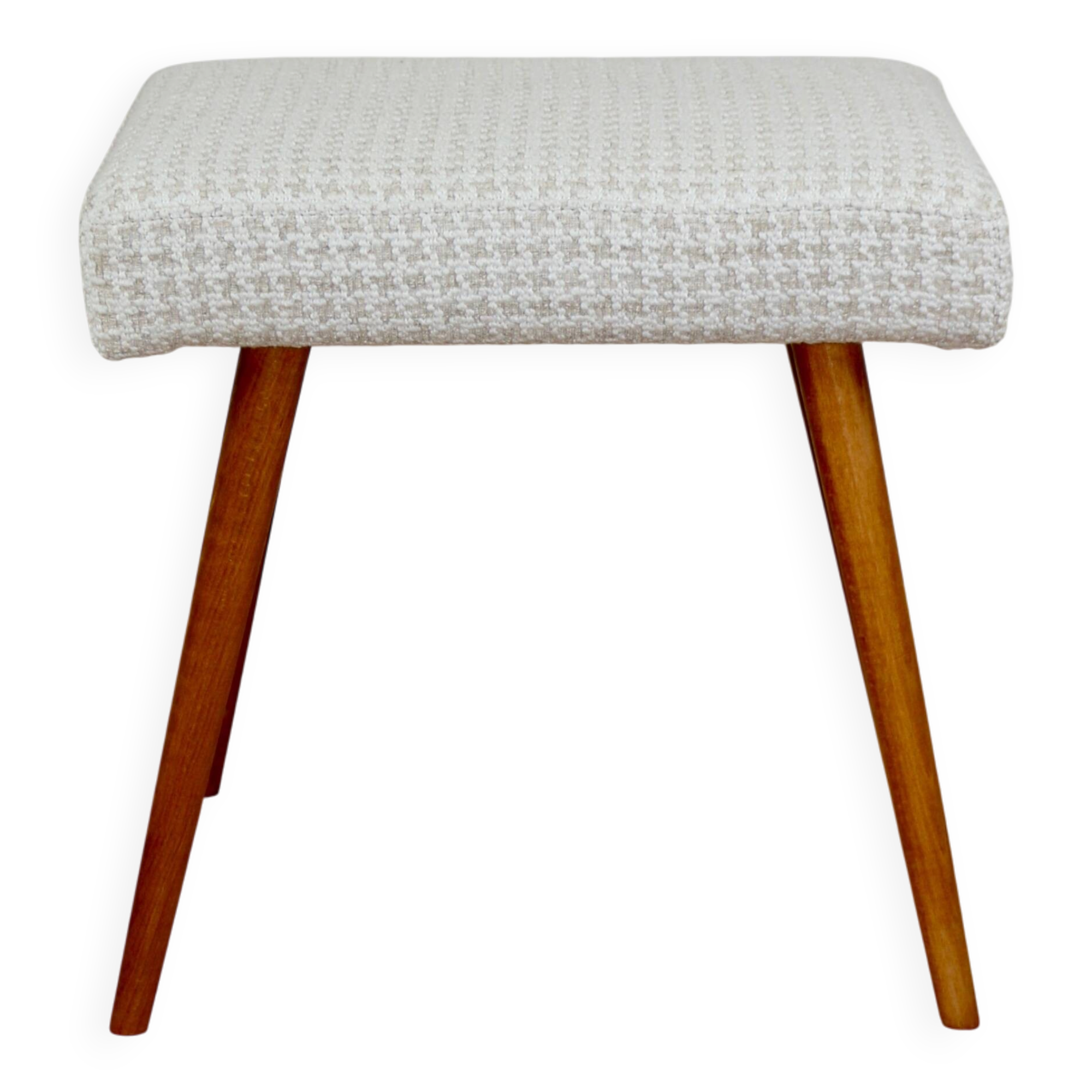 Cream herringbone stool seat - round beech legs