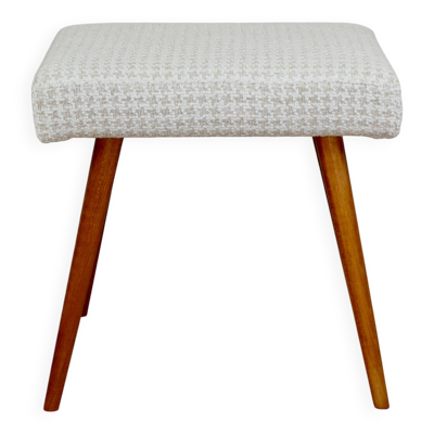 Tabouret en crème en chevrons - pieds ronds en hêtre