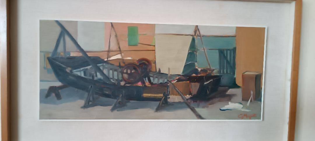 Marine painting oil on panel signed 50s/60s