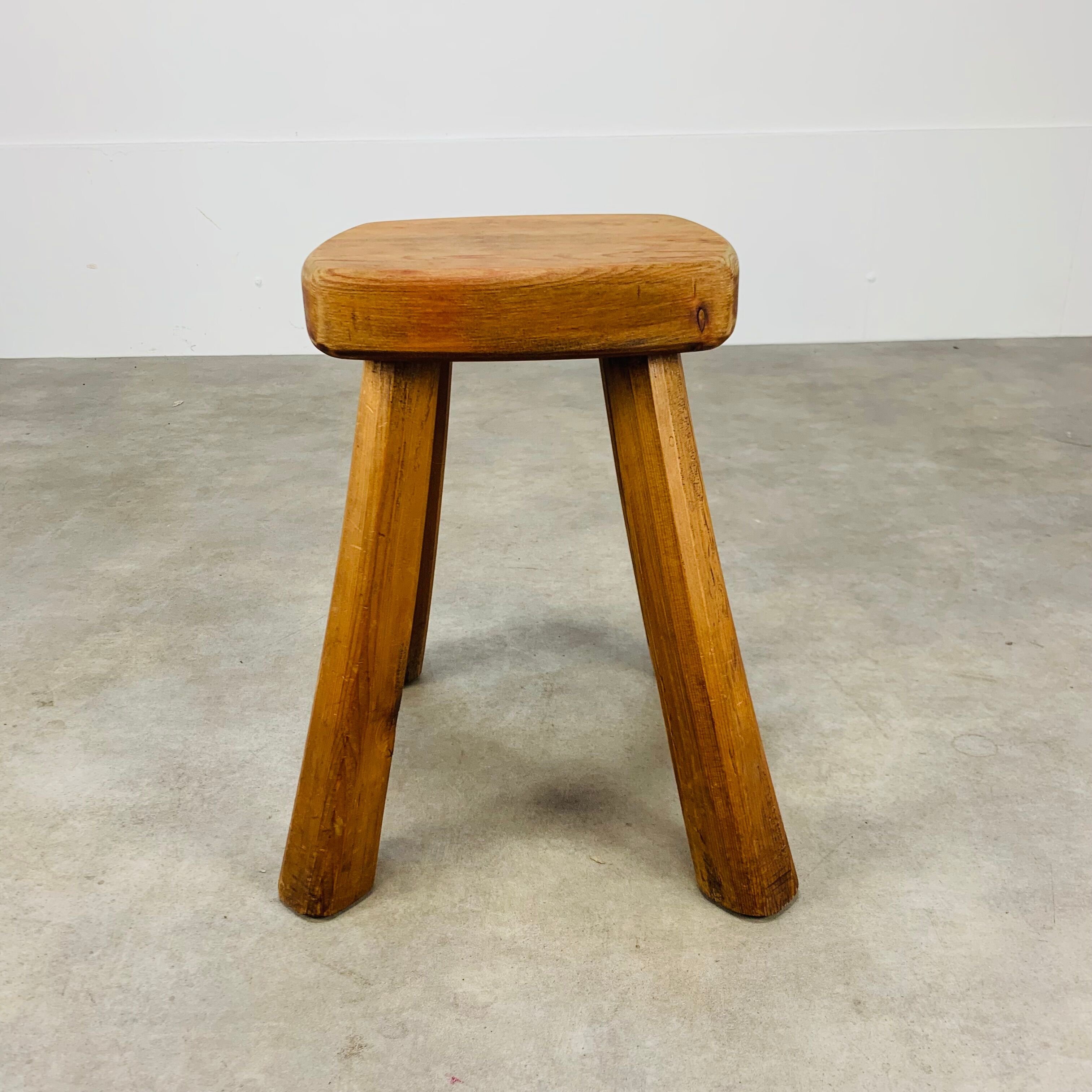 Brutalist stool solid wood deco chalet
