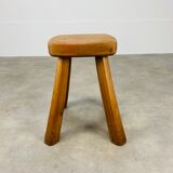 Brutalist stool solid wood deco chalet