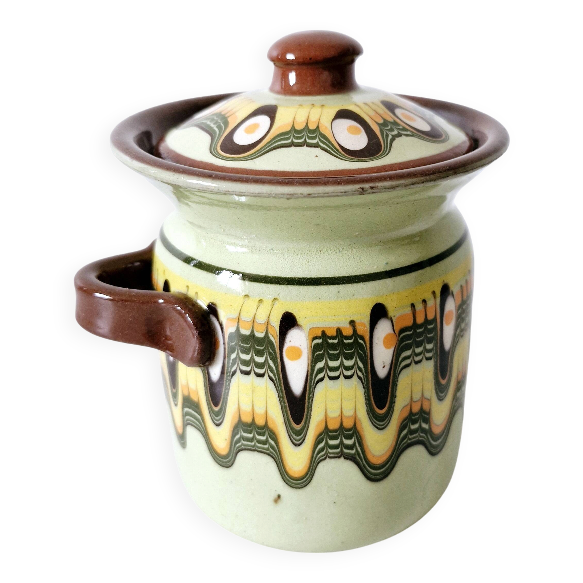 Vintage Bulgarian ceramic mustard pot Troyan