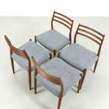 Set of 4 Niels Møller model '78' chairs refurbished