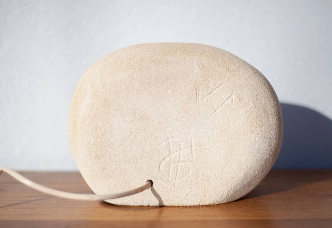 Chauvigny stone lamp by Arsène Galisson, vintage sculpture lamp