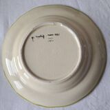 Soup plates with Moustiers de Longchamp decor, AL. Mark signature, 80s