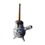 Antique chocolate pot in faience with its original whisk.