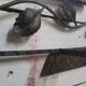 Art Deco coat rack in hammered wrought iron, 1950s.