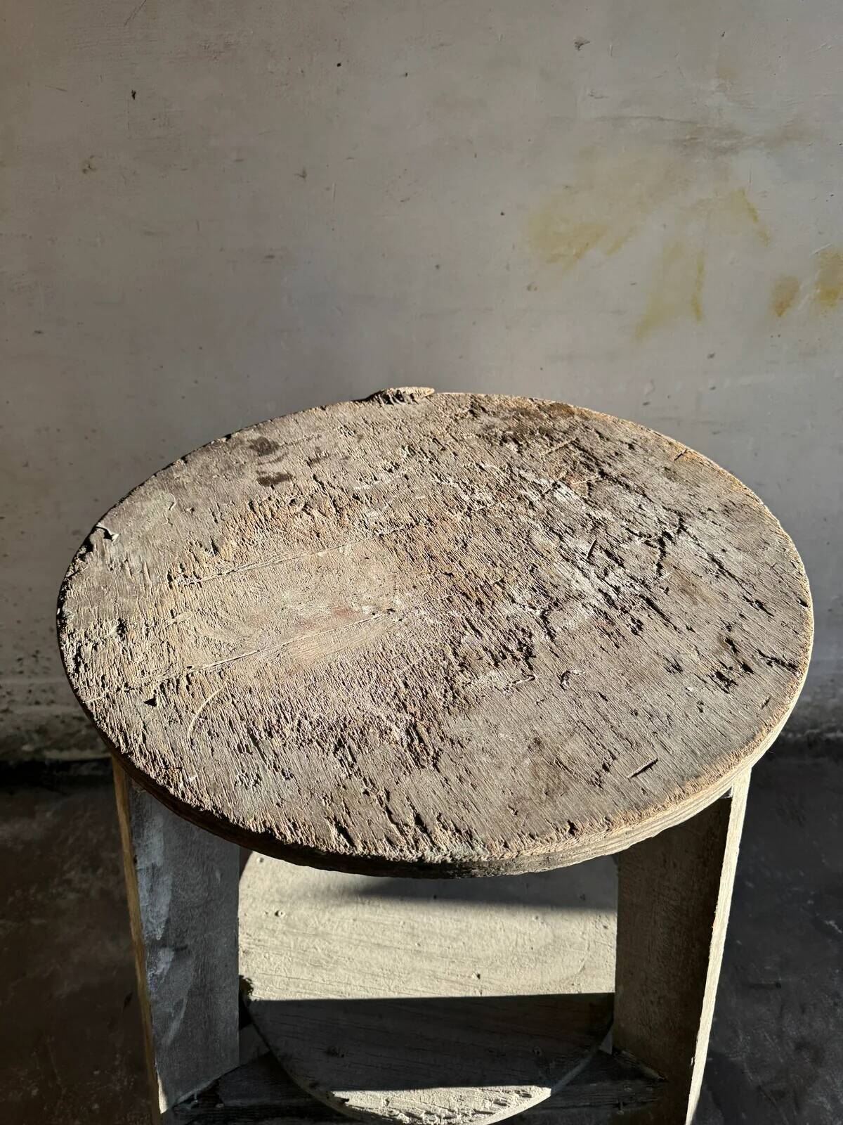 Vintage Rustic Wooden Side Table in Natural Wood Tones, Solid Wood, 1970s