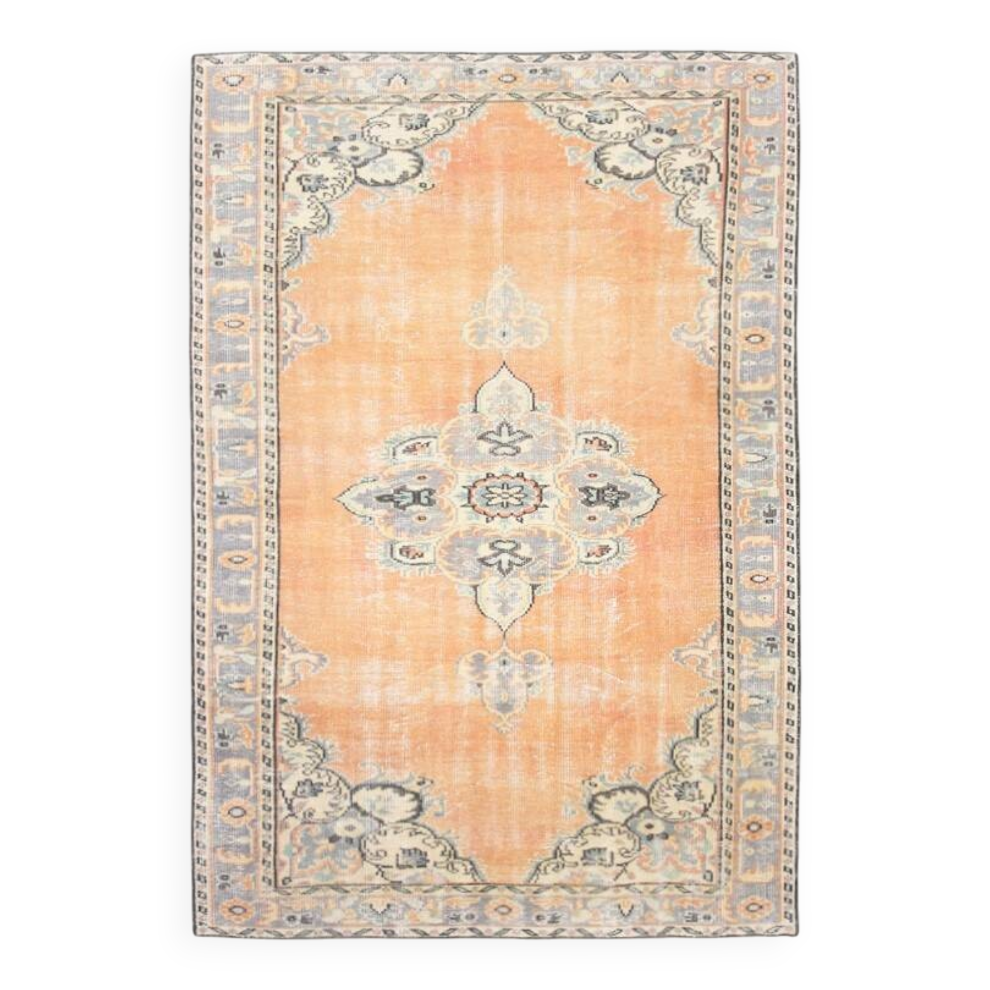 6x9 Vintage Pale Orange Oushak Handmade Vintage Rug, 176x260 Cm