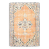 6x9 Vintage Pale Orange Oushak Handmade Vintage Rug, 176x260 Cm