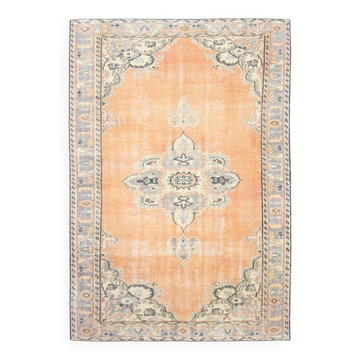 6x9 Vintage Pale Orange Oushak Handmade Vintage Rug, 176x260 Cm